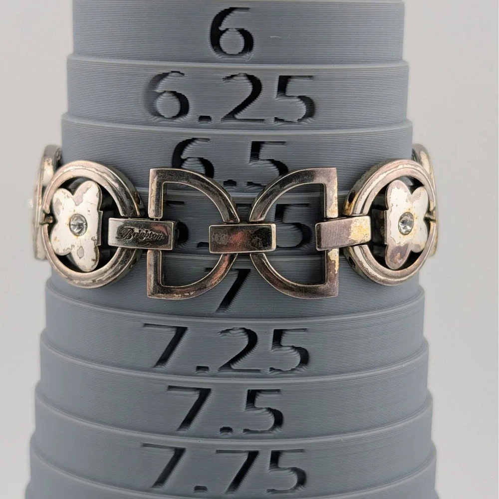 Brighton Tahiti Women's Silver Tone Flower Sunburst Dial Bracelet Watch 28mm